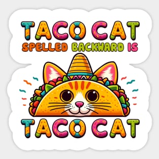 Tacocat Spelled Backward Is Taco Cat Funny Cat Cinco De Mayo Sticker